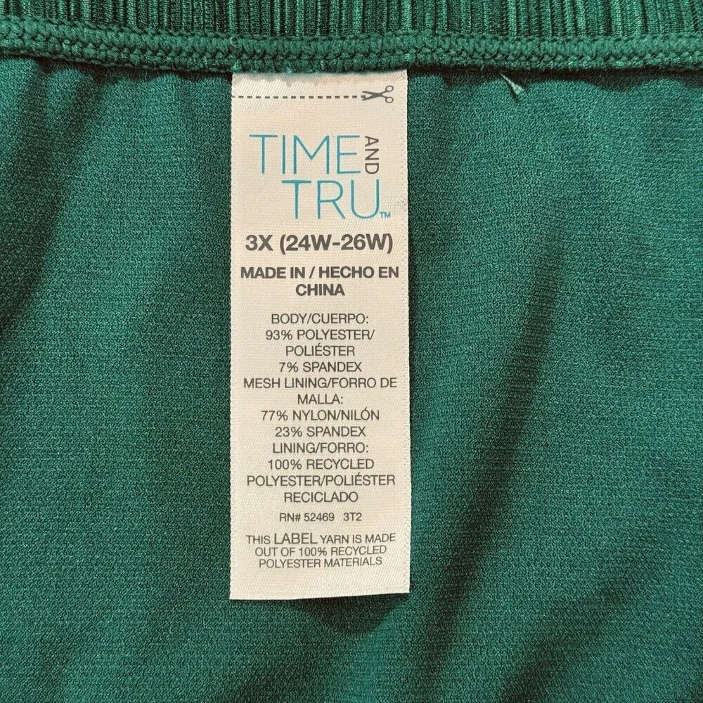 TIME & TRU Mid-Rise Bikini Swimsuit Bottoms 3X (24W-26W) Green Open Sides‎ NEW